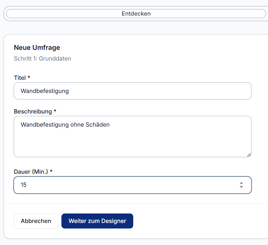 Idea Forge Umfrage-Tool zum Einholen von Kundenfeedback