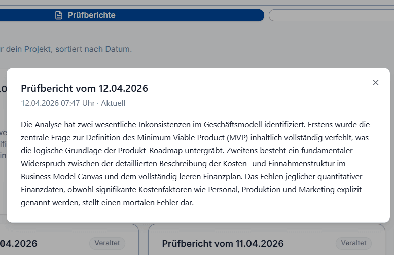 Socratic AI Prüfbericht mit Logik-Hinweisen und Entscheidungsarchiv